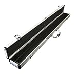 T&R sports Hard Billiard Cue Carrying Case Pool Stick Protection Sleeve Portable Cue Stick Silver Aluminum Case, Holds 1 Complete 2-Piece 58" Cue (1 Butt/1 Shaft)