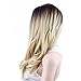 Netgo Ombre Wig Long Wavy Blonde Ombre Wig Dark Roots Heat Resistant Sythentic Full Wigs for Women