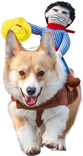 Yarssir Pet Funny Costumes Pet Suit Knight Rider Cowboy Style with Doll Clothing for Dogs Cats Party Cosplay Apparel