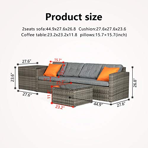 image for mecor 4PC Patio Furniture Set, Wicker Outdoor Furniture Sectional Cush