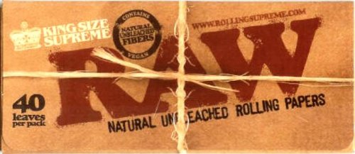 RAW Classic King Size ''Supreme'' Natural UNREFINED Rolling Papers - 8 BOOKLETS by Trendz