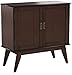 Simpli Home 3AXCDRP-05 Draper Solid Hardwood 32 inch wide Mid Century Modern Low Storage Cabinet in Medium Auburn Brown