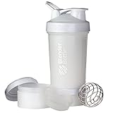 BlenderBottle C01711 ProStak System with 22-Ounce Bottle and Twist n' Lock Storage, 22 oz, White