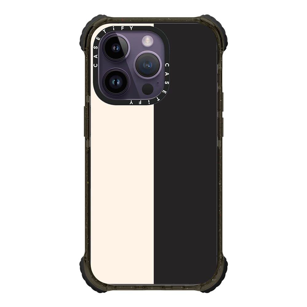 CASETiFY Ultra Impact iPhone 14 Pro Case [5X Military Grade Drop Tested / 11.5ft Drop Protection] - White/Black Colorblock - Clear Black