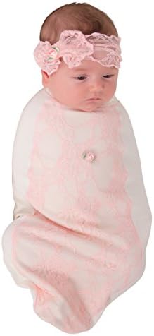 Cozy Cocoon - Baby Cocoon Swaddle and Matching Headband - Frilly Pink Bow Set - 3-6 months