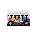 6 Color Glitter Glue Set 20 ml Bottles - NEON Colors - Green, Orange, Pink, Yellow, Blue, and Purple (2 Units)
