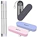 Anpro Portable Straw Collapsible Straw- Reusable Straws with Case, Stainless Steel Telescopic Metal Straws with Key Chain & Cleaning Brush For Travel, Home and Work,Bottle Brush-3 Pack