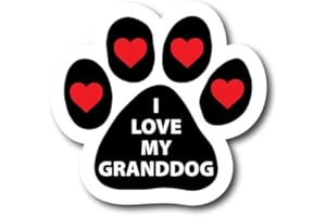 Magnet Me Up I Love My Granddog with Hearts Pawprint Magnet Decal - 5 Inch - Heavy-Duty Automotive Magnet - Show Your Affection for Your Granddog with Heartfelt Pawprints - Perfect for Car, Truck, SUV