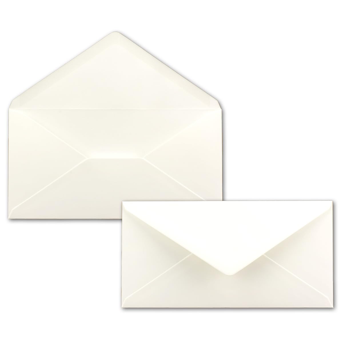 Gummed Envelopes | DL Format 110 x 220 mm | Completely Coloured Paper | Postal Envelopes Without Window | Ideal for Christmas, Greetings and Invitations | FarbenFroh Series 25 Umschläge Natural White — image 1