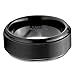 Charming Jewelers Tungsten Wedding Band Ring 8mm Men Women Comfort Fit Black Grey Step Bevel Edge Brushed Polished