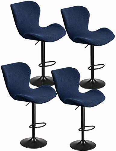 Hoowarm Barhocker-Bezüge, 1/2/4 Stück, Niedrige Rückenlehne, Stretch-Polyester, Stuhlhussen, Abnehmbarer Drehstuhlschutz für Küchen,Bar, Büro, Esszimmerstühle (Color : K, Size : 4PCS)