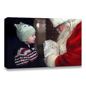 Canvas Wall Art Christmas Santa Claus Decor Painting Artwork for Home Prints Framed - 12x18 inches