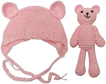 VEKDONE Newborn Baby Girl Boy Photography Prop Photo Crochet Knit Costume Bear +Hat Set