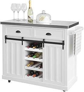 SoBuy Credenza cucina vetrina Shabby Isola cucina con ruote Piano in