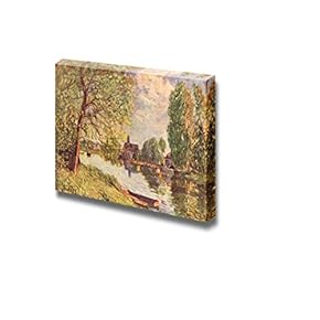 River Landscape at Moret-sur-Loing by Alfred Sisley - Canvas Print Wall Art Famous Painting Reproduction - 12" x 18"