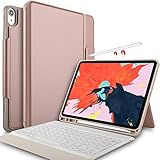 IVSO Case with Keyboard for ipad pro 12.9 2018 - Lightweight One-Piece Wireless Keyboard Stand Case [Auto Wake/Sleep] [Apple Pencil Charging Supported] Fit for Apple ipad pro 12.9 2018 (Rosegold)