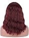 Kalyss Short Synthetic 99J Burgundy Wig with Hair Bangs Short Wavy Curly Wig for Women -Natural Looking and Heat Resistant Full Head Hair Replacement Wig for Daily Wear or Costume Wig