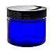 2 oz / 60 ml Cobalt Blue Glass Straight Sided Jar With Black Smooth Lids Airtight, Smell Proof, BPA Free (6 pack)