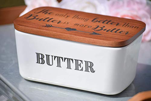 Butter Dish - Farmhouse Kitchen Decor - Funny Butter Dish - Butter Dish With Lid - Covered Butter Dish - Holiday Gifts Porcelain Butter Dish