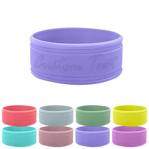 Custom Silicone Water Cup Name Bands, Personalised Silicone Bottle Band, Laser Engraving Bottle Name Tags, Food Grade Silicon Non-Slip Anti-Heat Insulation Hollow Cup Sleeve (Style B)