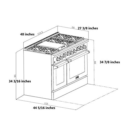 Thor Kitchen 48 inch Freestanding ProStyle Double Oven Professional