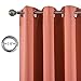 Yakamok Coral Orange Room Darkening Blackout Curtains Thermal Insulated Drapes Solid Grommet Top Window Curtain Panels for Girls' Bedroom, 2 Tie Backs Included(52x63 Inch, Coral Orange, One Pair)