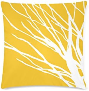 Mustard Blues Deisign Custom Zippered Cushion Cases Cotton Pillow Cover Two Side 16x16 Inch