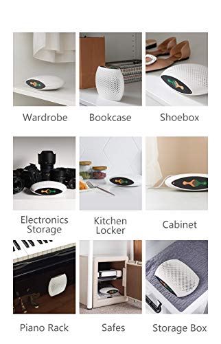Dowsabel Renewable Small Dehumidifier, Rechargeable Mini Dehumidifier Quiet Energy Efficient for RV, Car, Jewelry Boxes, Drawers, Gun Safes, Bedroom, Bathroom and Office, 600 Cubic feet(White)