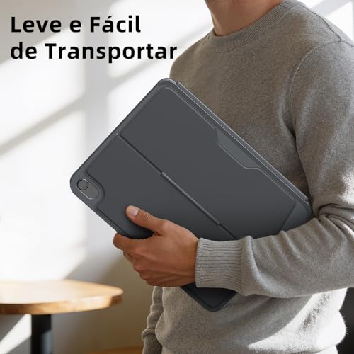 Capa com Teclado para iPad de 11ª Geração A16 (2025) / iPad de 10ª Geração de 10,9" (2022), Teclado Destacável com Touchpad, Retroiluminação de 7 Cores com Layout Português, Cinza