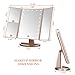 EMOCCI Lighted Makeup Mirror Tri-Fold Vanity Cosmetic Mirrors with 21 led Lights 3X 2X 1 Magnification USB Charging 180 Degree Free Rotating for Dressing Bedroom Countertop Tabletop(Gold)