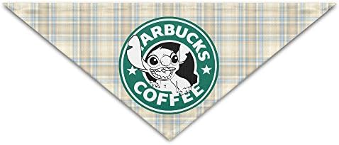 Stitch Starbucks Logo Pet Scarf, Dog Bandana, Pet Collars, Triangle Neckerchief Men Women Kid Pet Dog Cat Puppies Accessories 100% Polyester Fiber Headband Bib