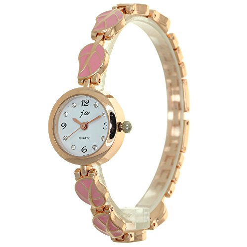 Women's Small Face Wrist Watches Limited Edition Rose Gold Watch Natural Leaf Pattern Lady Bracelet Jewelry Rhinestone Bangle Wristwatch