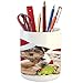 Pencil Pen Holder,Christmas,Printed Ceramic Pencil Pen Holder for Desk Office Accessory,Xmas Crew Cat Dog Bird Mouse and Rabbit Bunny with Santa Hats Grumpy Pets Picture