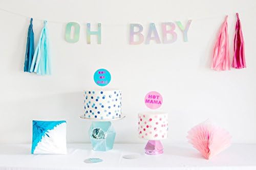 POSHAHOOLIE Premium Quality "OH BABY" Shower Banner - reusable for gender reveal party and baby shower banner - girl boy twin gender neutral baby shower decorations