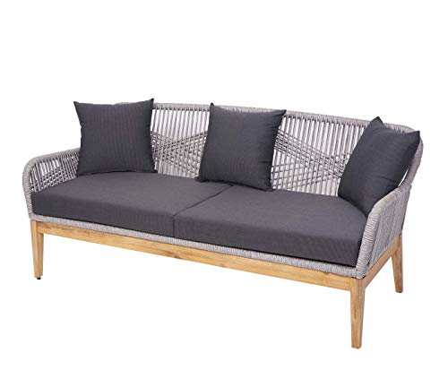 Mendler Gartengarnitur HWC-H56, Lounge-Set Sitzgruppe Sofa, Seilgeflecht Rope Holz Akazie Spun Poly FSC- Kissen… – Bild 4