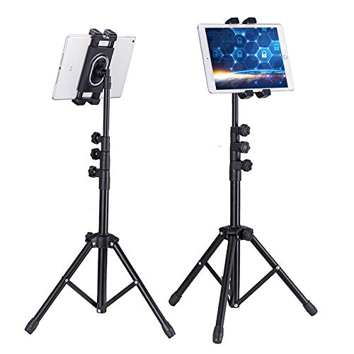unho Tablet Tripod Stand Holder: Height Adjustable Phone Laptop Floor Mount Stand for iPhone 14 Pro Max, iPad Mini, iPad Pro and all 4.7-12.9” Devices
