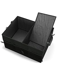Organizador para maletero de coche FORTEM para SUV camión de coche de almacenamiento plegable y duradero, con tiras inferiores antideslizantes para evitar que se deslice. Funda de nailon delgada y plegable