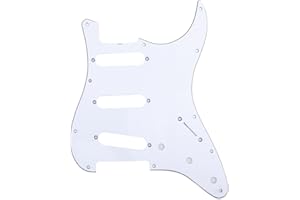 Musiclily Pro 11-Hole 62 Vintage Style Strat SSS Pickguard for American Stratocaster 62, 3Ply White