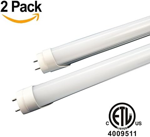 2-Pack of ZHONGQIAN ET600 T8 LED Shop Light Tubes - 2ft, 10W (20W equivalent), 5000K (Daylight Glow), Single-Ended Power, Frosted Cover, G13 Lighting Fixtures, ETL-Listed