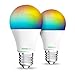 VOCOlinc Smart Wi-Fi LED Light Bulb, Dimmable, Multicolor, Lighting Effects, Works with Apple HomeKit, Alexa, Google Assistant Compatible, No Hub Required, A19 E26, Wi-Fi 2.4GHz, L1 (2 Pack)