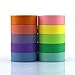 Piokio Multi Colored Rainbow Washi Tape Set of 10 Rolls, Craft Colorful Masking Tapes for Kids