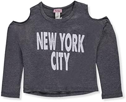 Miss Popular Big Girls' Cold Shoulder Crop Top - navy, 10-12