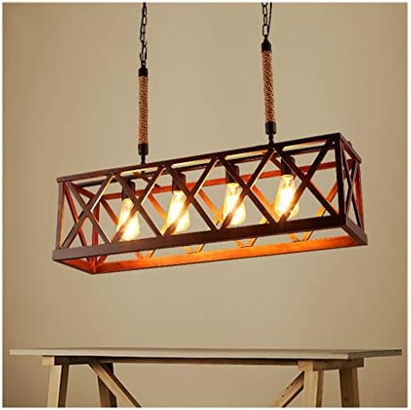 SNOOKER Wood Linear Island Chandeliers 4-Light Kitchen Table Light Rustic Lighting Fixture - Vintage Loft Restaurant Pendant Lights -0259