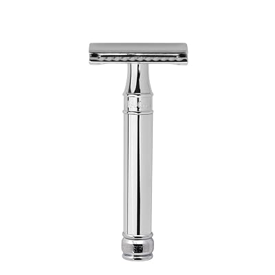 Edwin Jagger Double Edge Safety Razor ، Chrome ، مقبض منتظم ، شفرات 5