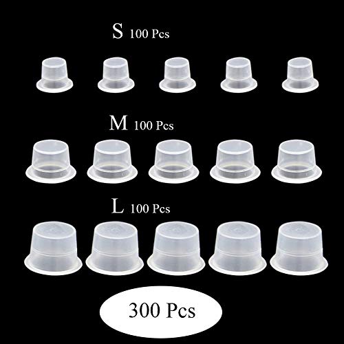 JISTL Tattoo Ink Cups Tattoo Rings Cups Glue Holder Disposable,Tattoo Pigment Pallet Holder Rings Palette For Eyelash Extension Makeup Nail Art (Mixed, White-300Pcs) - Thumbnail 3