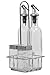 Juvale 5-Piece Oil and Vinegar Dispenser Set With Caddy, 9-Ounce Dispensers with 4-Ounce Salt & Pepper Shakers, 4-Compartment Caddy, Lever-Release Pourer, Stainless Steel Tops