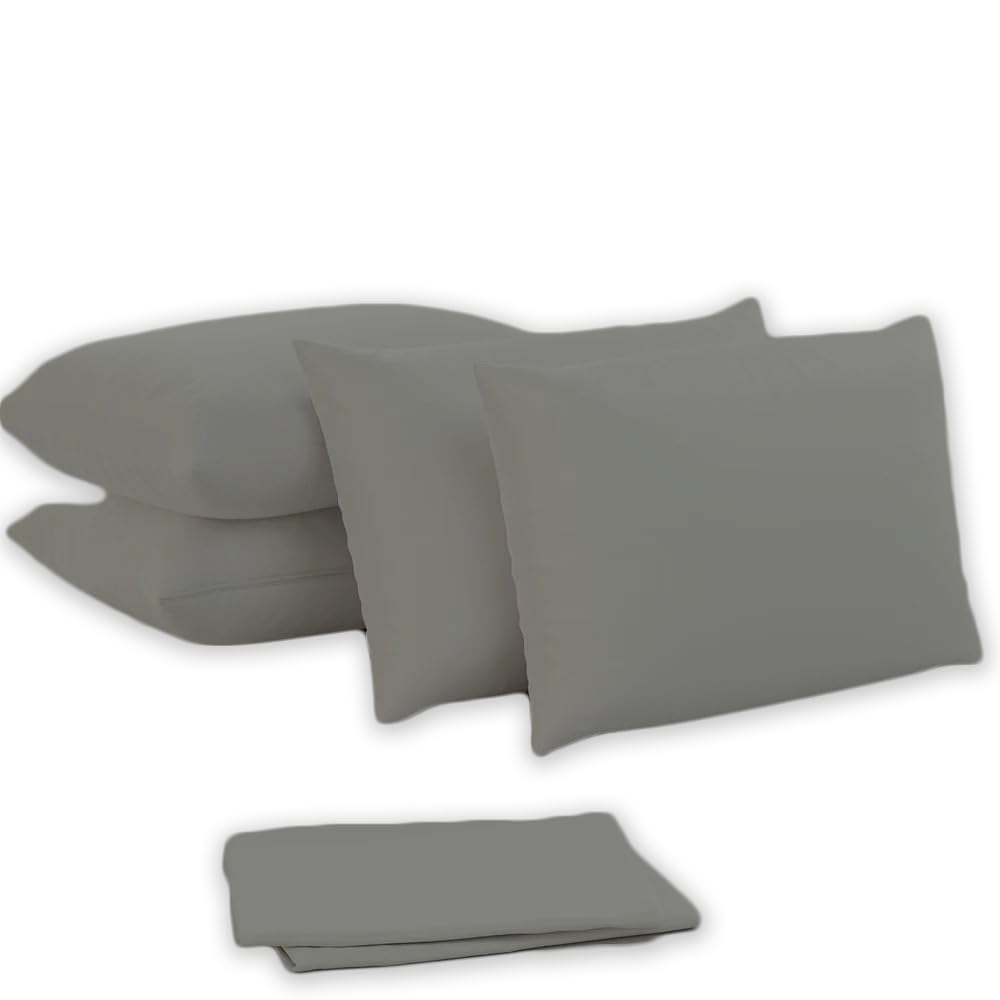 Ghazlan Pillowcases - 4 Pack Housewife Pillowcase Set | Envelope Closure | Soft Easy Care Poly-Cotton Plain Pillow Case Cover For Bedroom - 50 X75cm (Charcoal)