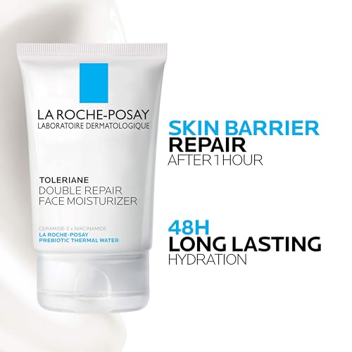 LA ROCHE-POSAY TOLERIANE DOUBLE REPAIR FACE MOISTURIZER, DAILY MOISTURIZER FACE CREAM WITH CERAMIDE AND NIACINAMIDE FOR ALL SKIN TYPES, OIL FREE, FRAGRANCE FREE