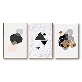 3 Piece Framed Canvas Home Artwork Decoration Abstract Color Block Canvas Wall Art for Living Room, Bedroom - 16"x24"x3 Panels