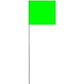 Swanson Tool Co FLM15100 2.5-Inch by 3.5-Inch Marking Flags with 15-Inch Wire Staffs, Lime, 100-Pack